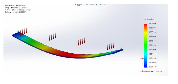 Solid-element stress contour for the simply supported beam